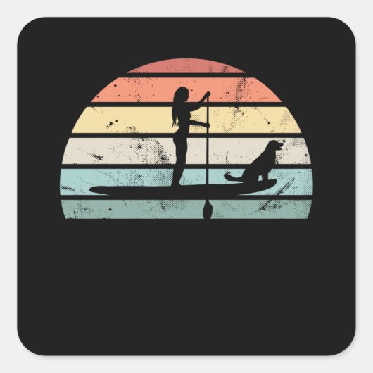 Sticker Carré Paddleboard Sunset Cadeau pour femmes (Devant)