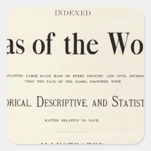 Sticker Carré Page de titre de l'Atlas indexé (Devant)