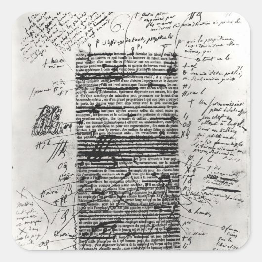 Sticker Carré Page d'une des oeuvres de Balzac (Devant)