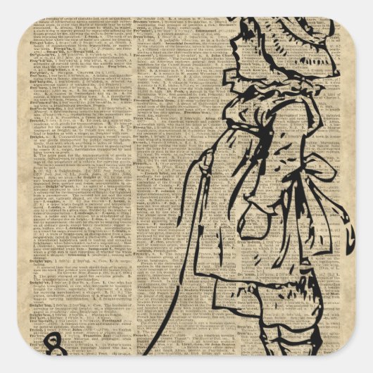 Sticker Carré Page Enfant victorien sur un dictionnaire (Devant)