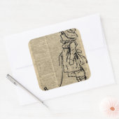 Sticker Carré Page Enfant victorien sur un dictionnaire (Enveloppe)