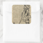 Sticker Carré Page Enfant victorien sur un dictionnaire (Sac)