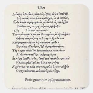 Sticker Carré Page of Greek Epigrammes par Angelo Poliziano, 149