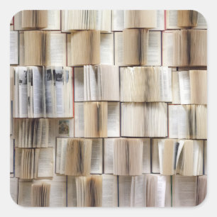 Sticker Carré Pages de livres vintages ouverts