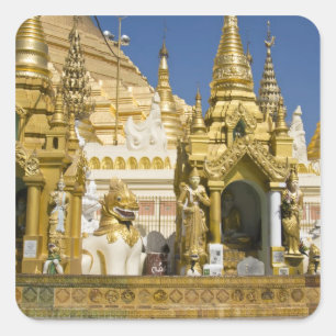 Sticker Carré Pagode de Shwedagon (Paya), grand site de temple q