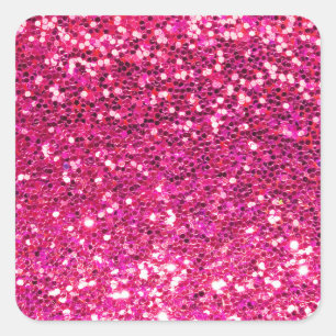 Sticker Carré Paillette rose