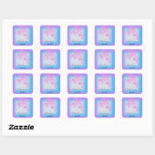 Sticker Carré Paillettes rose bleu Merci Nom 16 ans doux (Feuille)