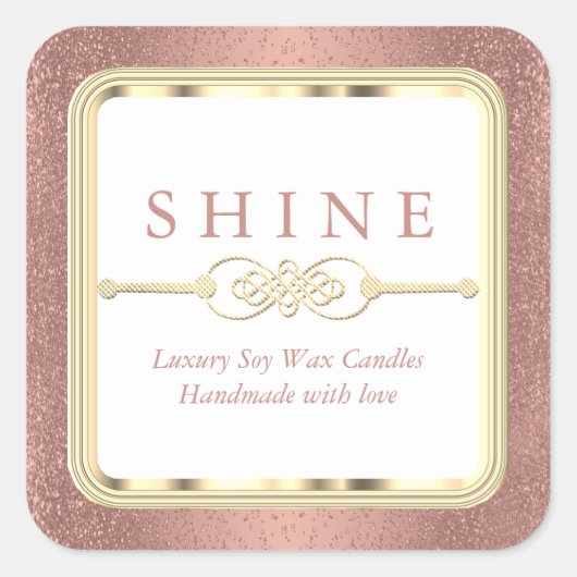 Sticker Carré Paillettes Rose Gold et Blanc (Devant)
