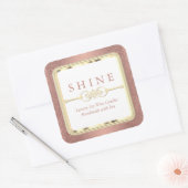 Sticker Carré Paillettes Rose Gold et Blanc (Enveloppe)