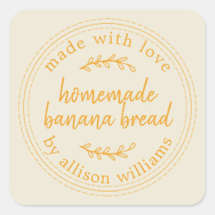 Sticker Carré Pain de banane fait maison rustique Blanc Antique