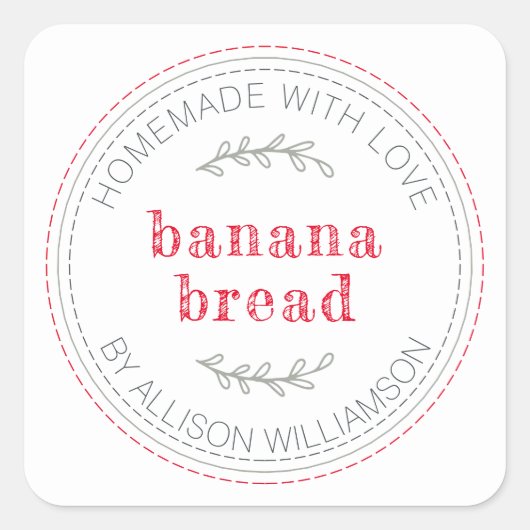 Sticker Carré Pain de banane Rustique fait maison (Devant)