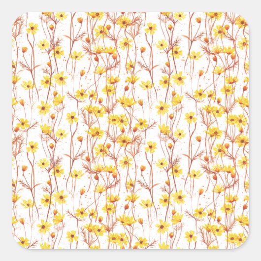 Sticker Carré Painted Yellow Daisies (Devant)