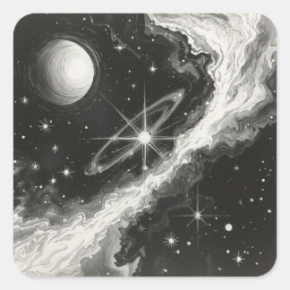 Sticker Carré Paintings for Space Lovers