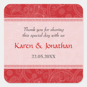 Sticker Carré Paisley Impression dans l'autocollant Mariage Crim