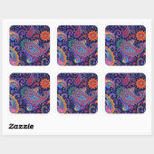 Sticker Carré Paisley violet rose (Feuille)