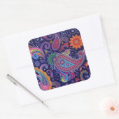 Sticker Carré Paisley violet rose (Enveloppe)