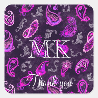 Sticker Carré Paisley violet vintage