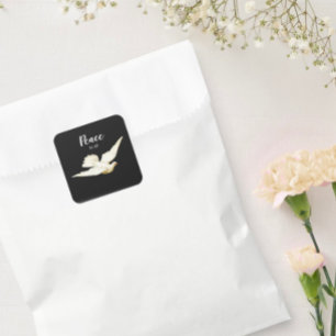 Sticker Carré Paix à tous White Dove Noël Salutations Bird