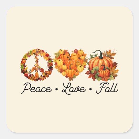 Sticker Carré Paix, amour, automne - Citrouilles (Devant)