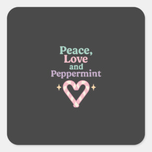 Sticker Carré Paix, Amour et Menthe Poivrée