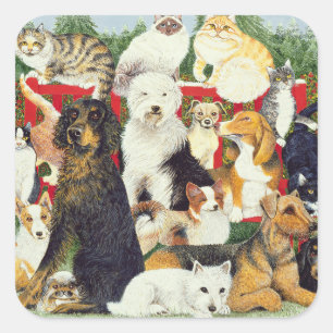 Sticker Carré Paix de Noël