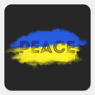 Sticker Carré PAIX pour l'Ukraine Anti-guerre ukrainienne Pas de