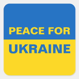 Sticker Carré Paix pour l'Ukraine Pavillon ukrainien