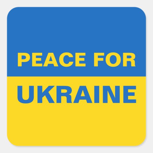 Sticker Carré Paix pour l'Ukraine Pavillon ukrainien (Devant)