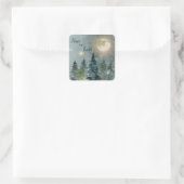 Sticker Carré Paix sur Terre Aquarelle moderne Noël (Sac)