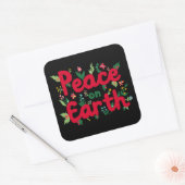 Sticker Carré PAIX SUR TERRE Mignons Noël vacances Whimsical (Enveloppe)