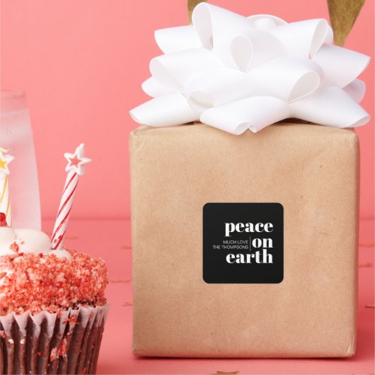 Sticker Carré Paix sur Terre Noël Moderne Personnalisé (Fête)