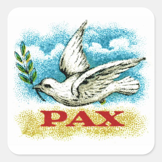 Sticker Carré Paix vintage sur Terre (Devant)