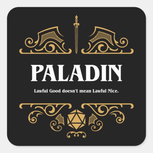 Sticker Carré Paladin Classe Tabletop Jeu RPG (Devant)