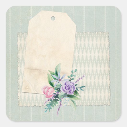 Sticker Carré Pale Blue Shabby Collage Embellisment (Devant)