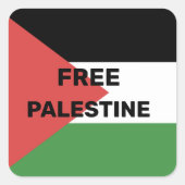 STICKER CARRÉ PALESTINE GRATUITE DRAPEAU ROUGE NOIR VERT BLANC (Devant)