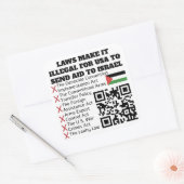 Sticker Carré PALESTINE LIBRE - Illégal pour aider Israël code Q (Enveloppe)