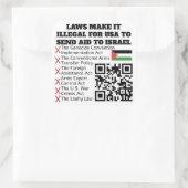 Sticker Carré PALESTINE LIBRE - Illégal pour aider Israël code Q (Sac)