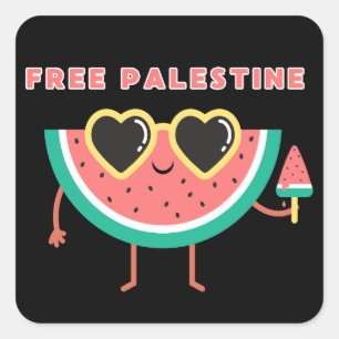 Sticker Carré palestine libre Watermelon Palestine mignon coloré