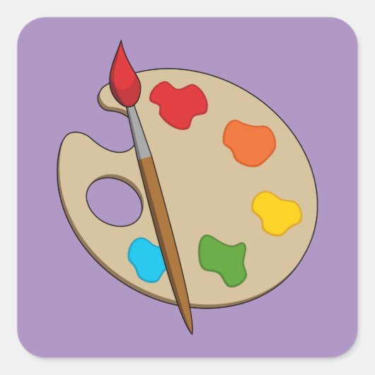 Sticker Carré Palette Artiste avec pinceau (Devant)