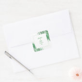 Sticker Carré Palm Leaf Emerald Green Parties scintillant Mariag (Enveloppe)