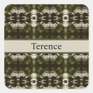 Sticker Carré Palm Leaf Shadow Army Green, personnalisable