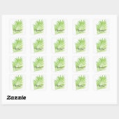 Sticker Carré Palm Leaves Glittery Green Custom Name mignon (Feuille)