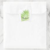Sticker Carré Palm Leaves Glittery Green Custom Name mignon (Sac)