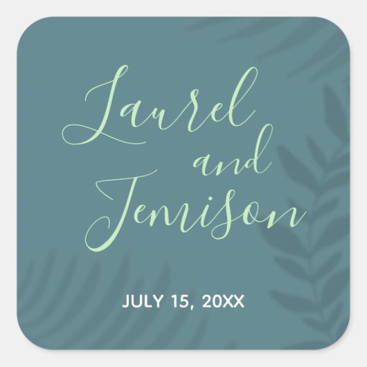 Sticker Carré Palm ombragé Turquoise (Devant)