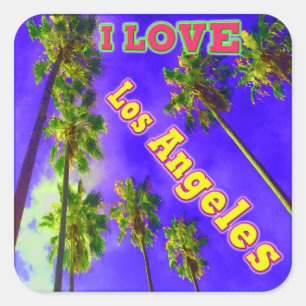 Sticker Carré "Palm Sky : J'AIME L'ÉTIQUETTE DE 1" À Los Angel