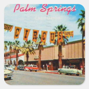 Sticker Carré Palm Springs, Californie - Vintage