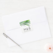 Sticker Carré Palm Tree Feuilles Feuille Tropicale Mariage moder (Enveloppe)