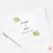 Sticker Carré Palm Tree Foliage Vert Aquarelle Feuille Mariage (Enveloppe)