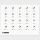 Sticker Carré Palm Tree minimal Mariage de plage tropicale (Feuille)