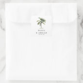 Sticker Carré Palm Tree minimal Mariage de plage tropicale (Sac)